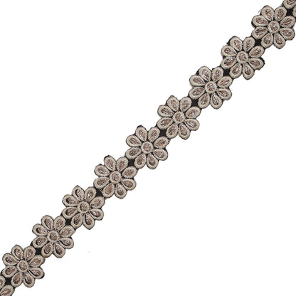 Pale Beige Metallic Floral Iron-on Trim - 1.25"