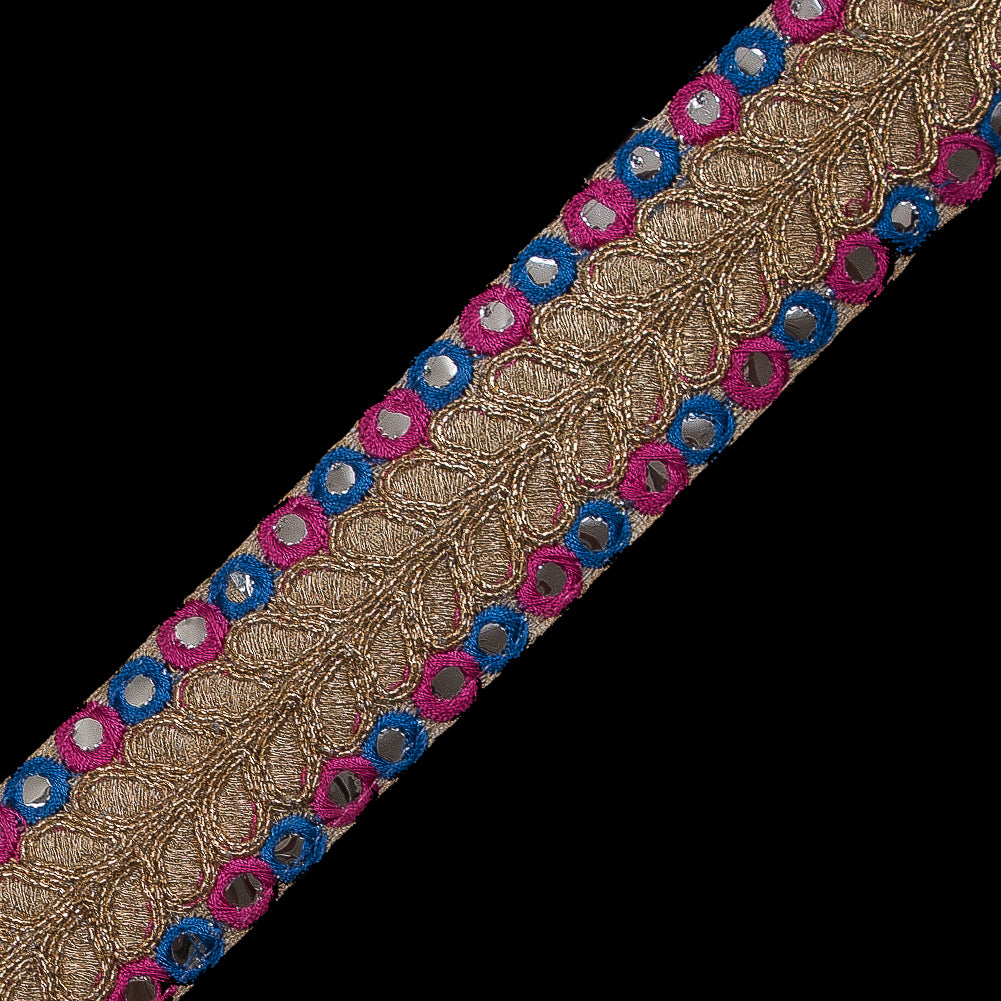 Pink, Blue and Metallic Gold Mirror Trim - 1.5" Detail