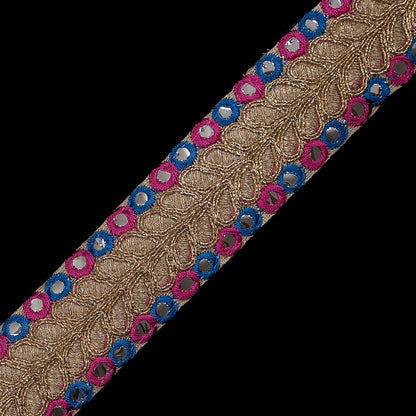 Pink, Blue and Metallic Gold Mirror Trim - 1.5" Detail