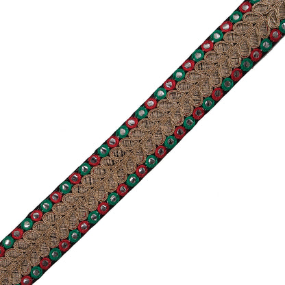 Red, Green and Metallic Gold Mirror Trim - 1.5"