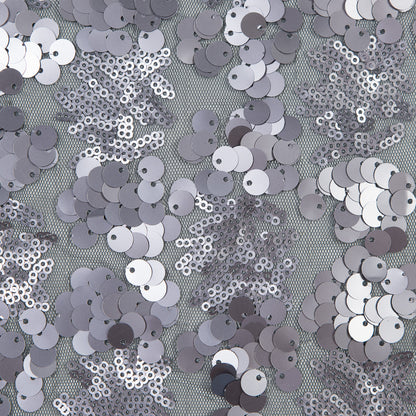 Mesh with Big and Little Sequins - Silver Abstract on Gray Full