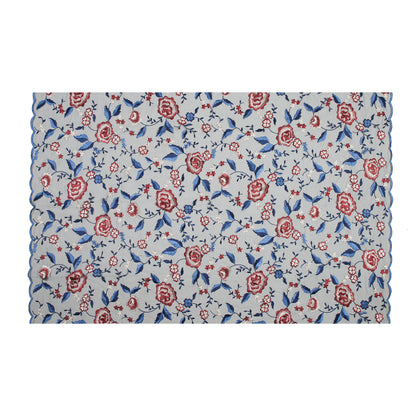 Red, White and Blue Floral Embroidered Mesh Full