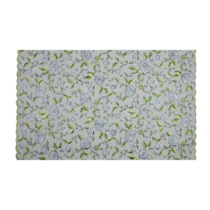 Green and Gray Floral Embroidered Mesh Folded