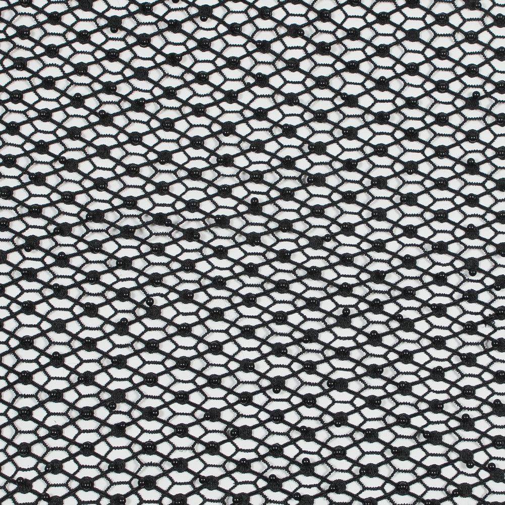 Guipure Lace with Beads - Black Webs