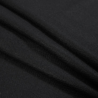 Black Basketwoven Wool and Cashmere Coating Folded