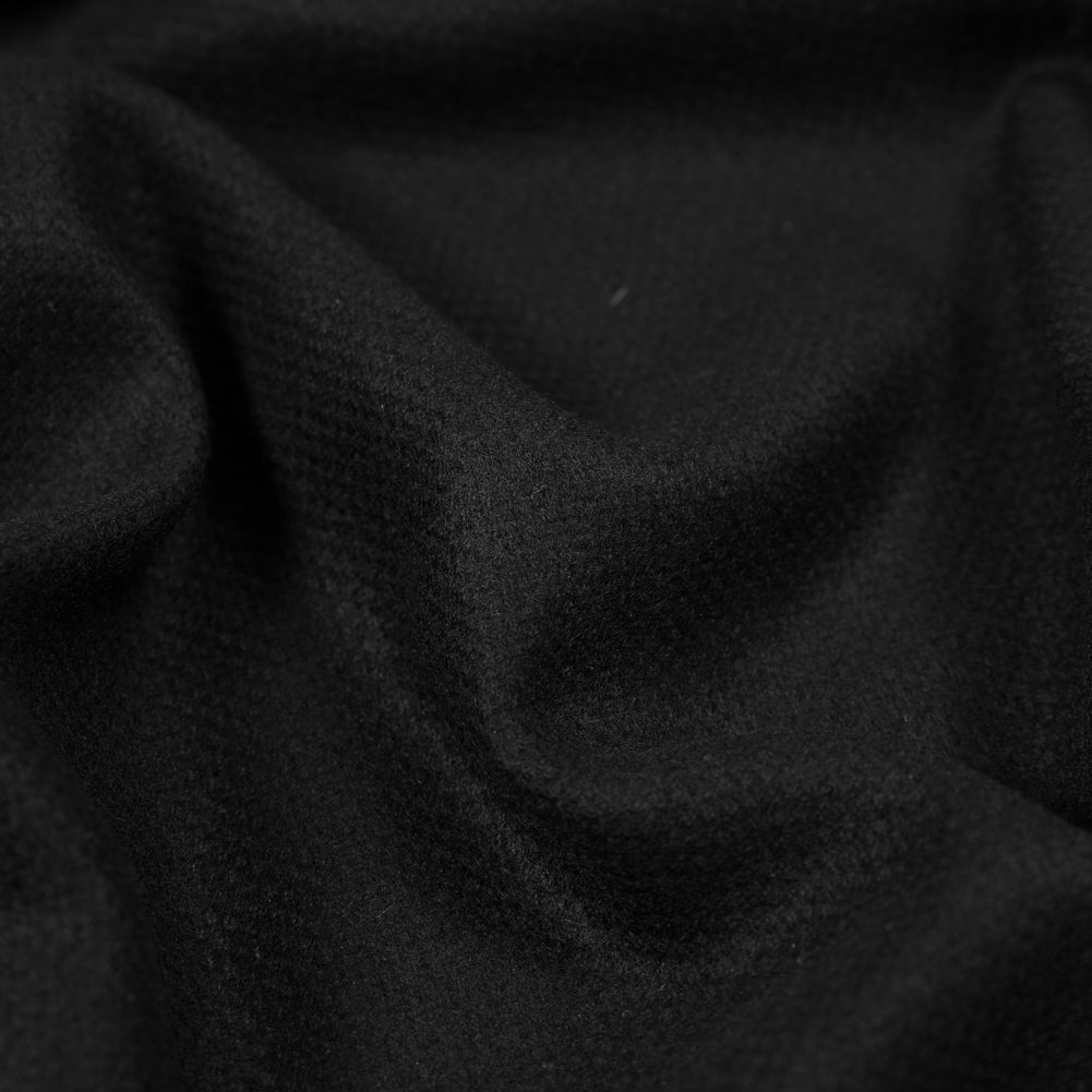 Black Basketwoven Wool and Cashmere Coating Detail