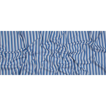Blue, White and Red Striped Stretch Cotton Shirting Full