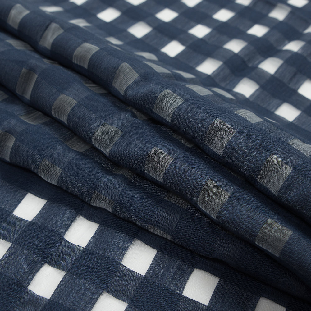Checkered Linen Woven - New Indigo - Katia Collection Detail