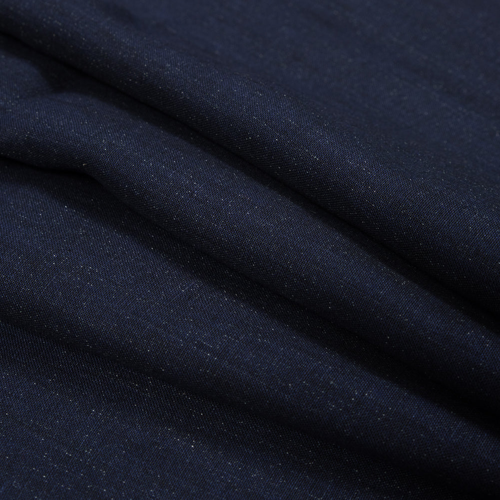 Two-Tone Linen Woven - Indigo and Black - Sanremo Collection Folded
