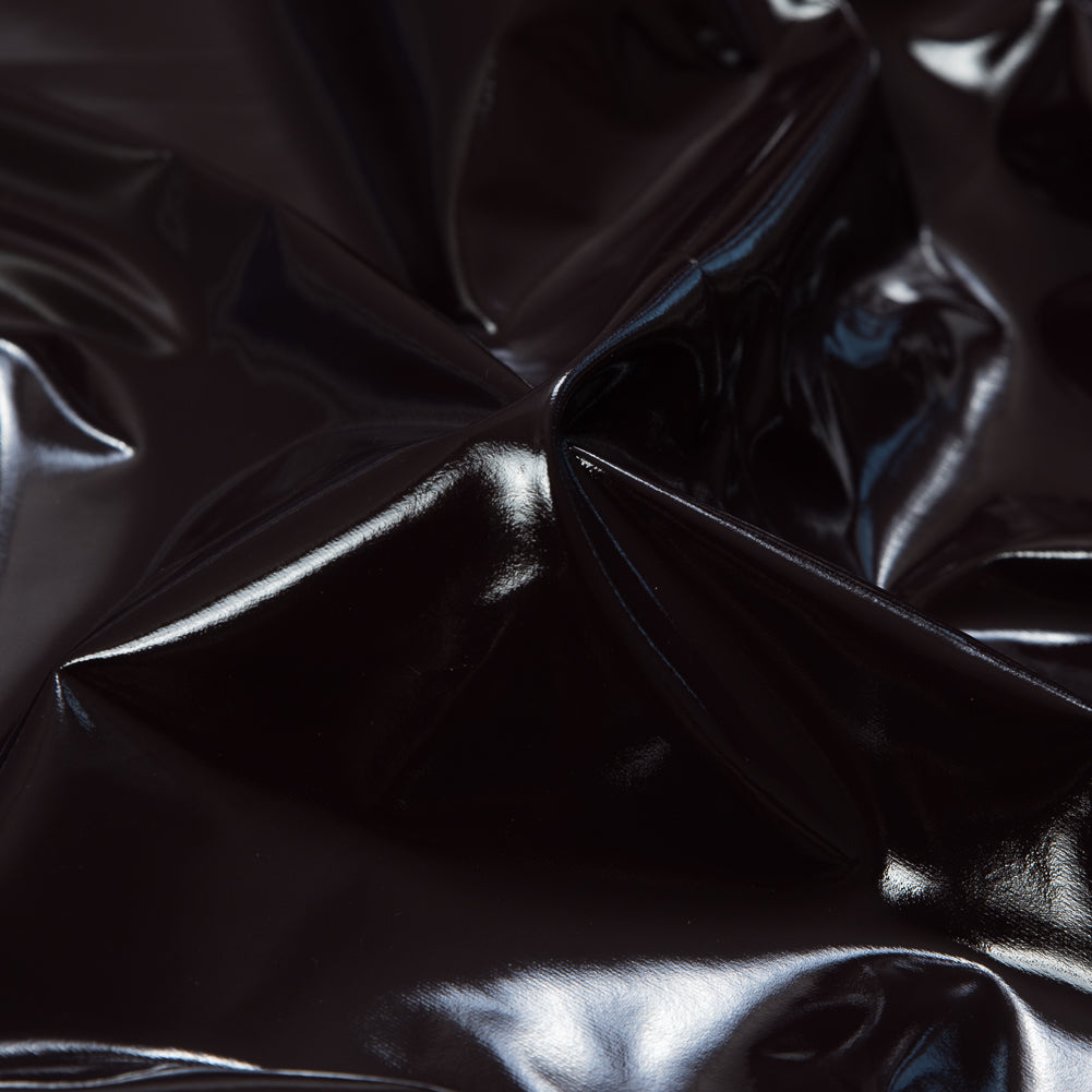 Faux Patent Leather with Black Knit Backing - Fudge Full