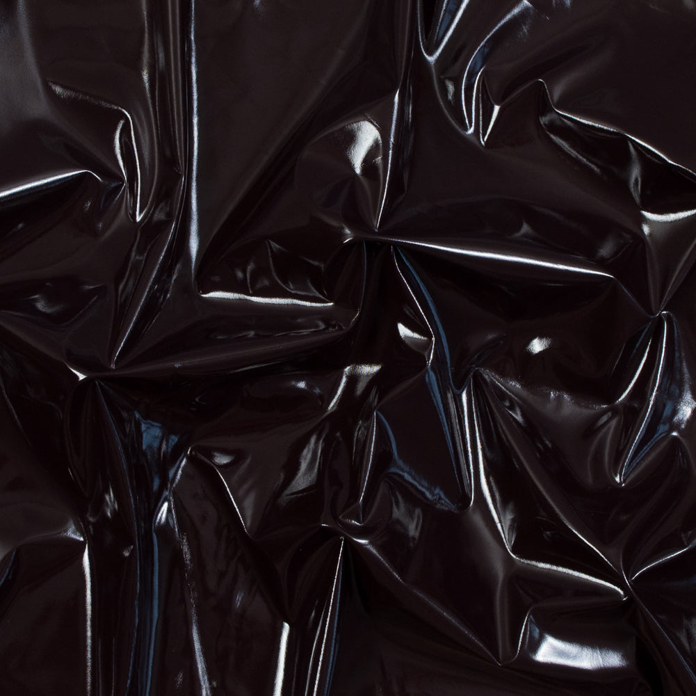 Faux Patent Leather with Black Knit Backing - Fudge