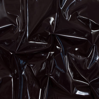 Faux Patent Leather with Black Knit Backing - Fudge