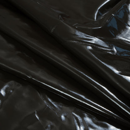 Faux Patent Leather with Black Knit Backing - Dark Olive Detail