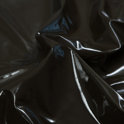 Faux Patent Leather with Black Knit Backing - Dark Olive Full