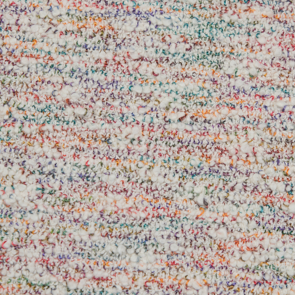 Multicolor and Ivory Crepe-Back Boucled Cotton Tweed Detail
