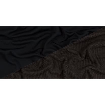 Brown Wool Ribbed Knit with Black Scuba Backing Folded