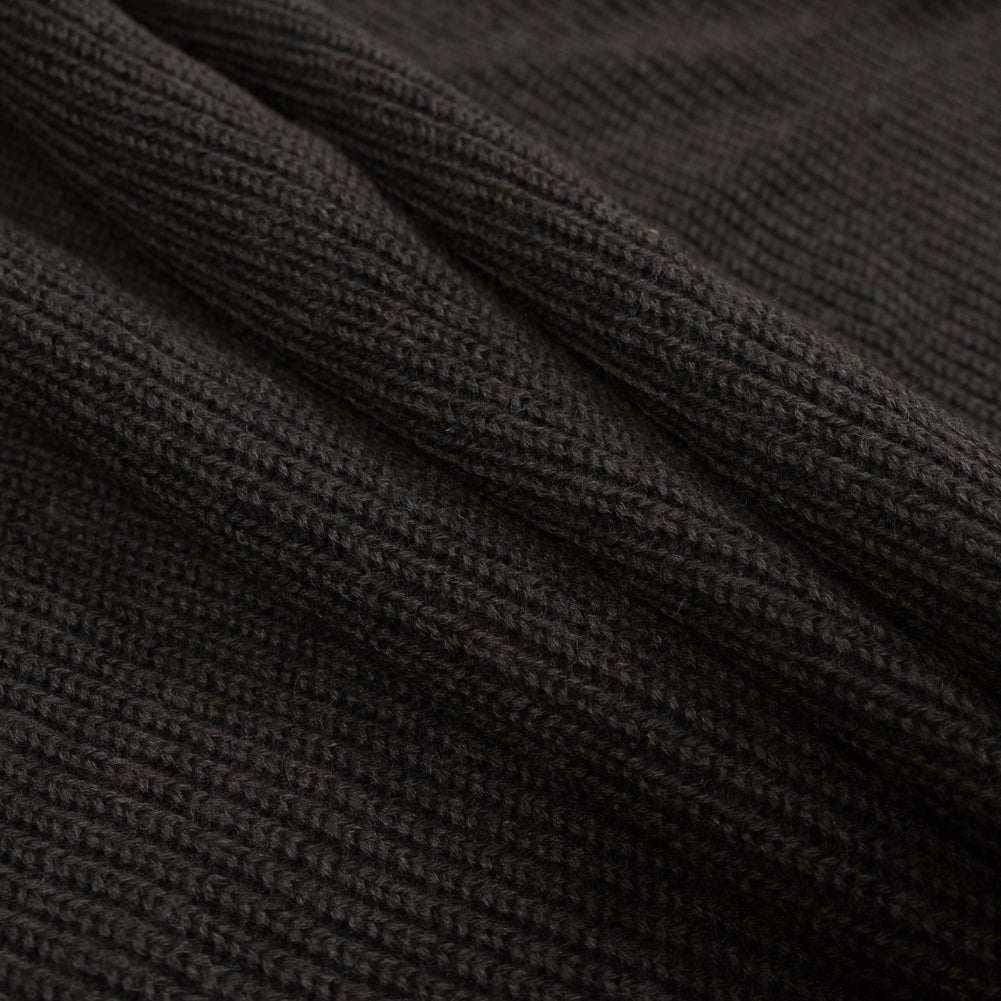 Brown Wool Ribbed Knit with Black Scuba Backing Detail