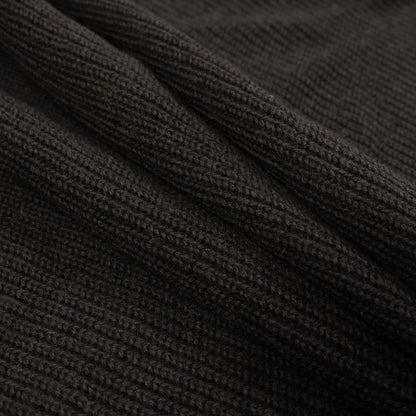 Brown Wool Ribbed Knit with Black Scuba Backing Detail