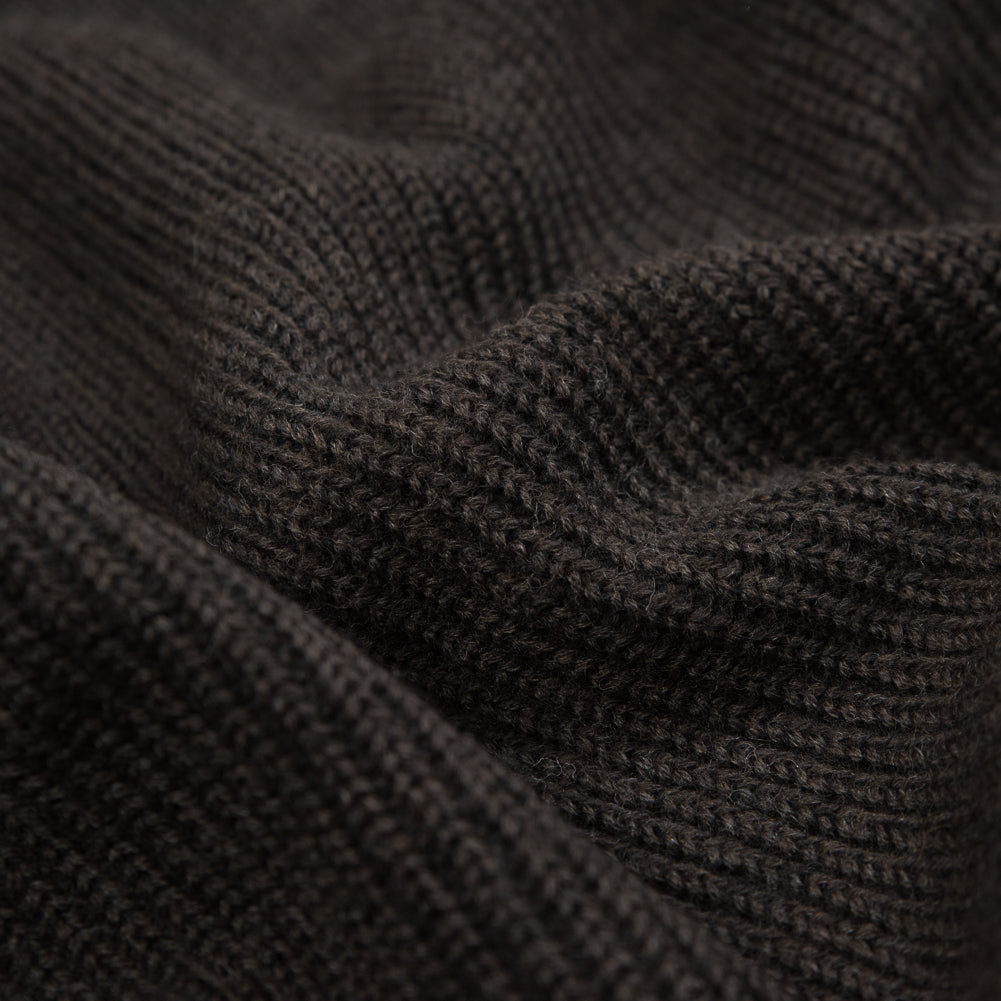 Brown Wool Ribbed Knit with Black Scuba Backing Full