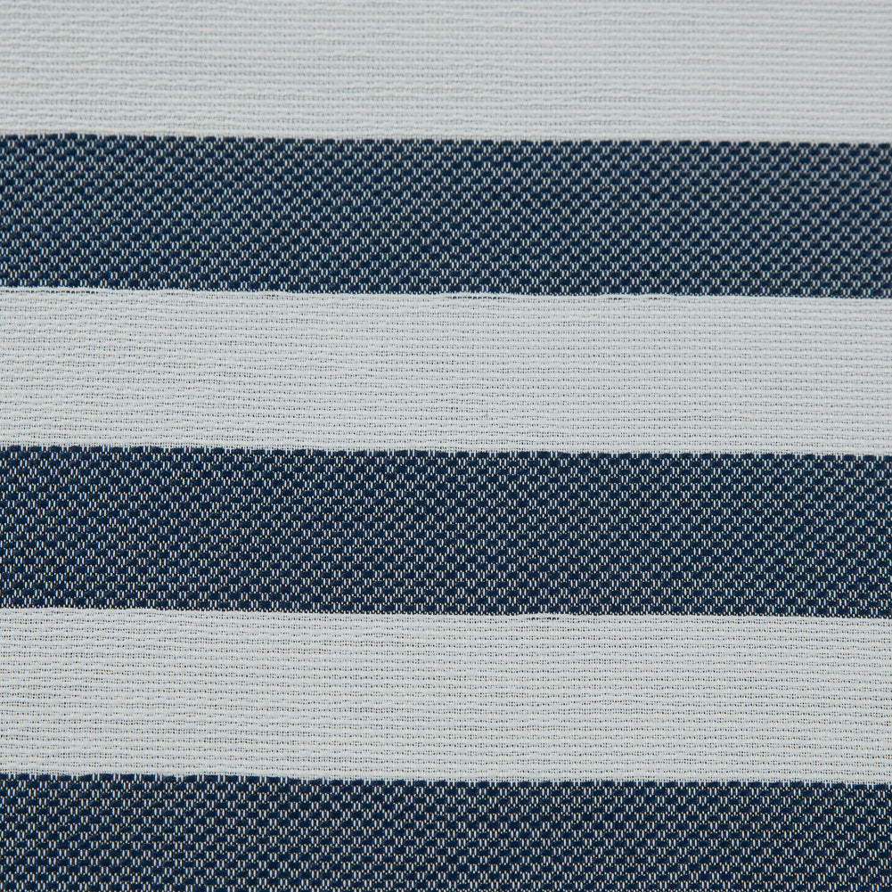 Navy and White Awning Striped Cotton and Acetate Tweed Detail