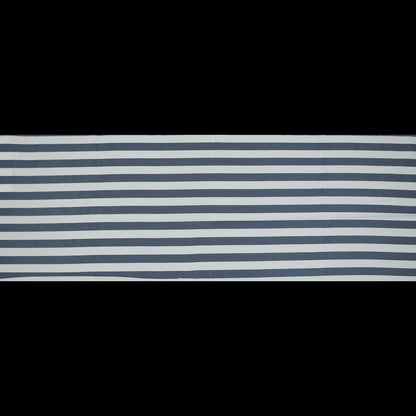 Navy and White Awning Striped Cotton and Acetate Tweed Full