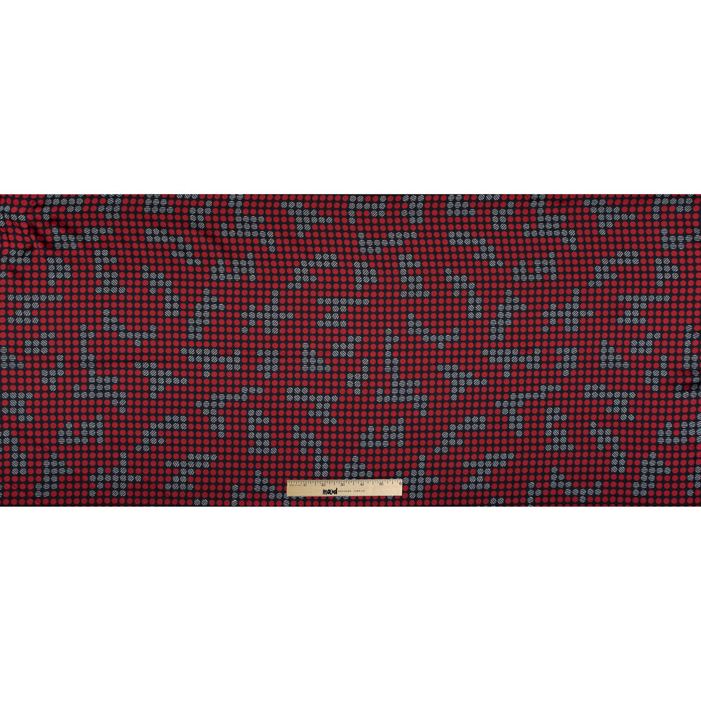 Black, Red and White Circle Printed Polyester Lining Full