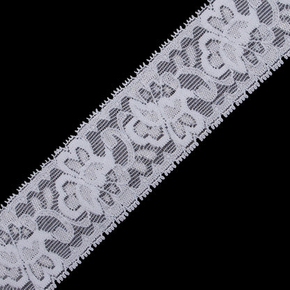 White Stretch Lace Trim - 2.625" Detail