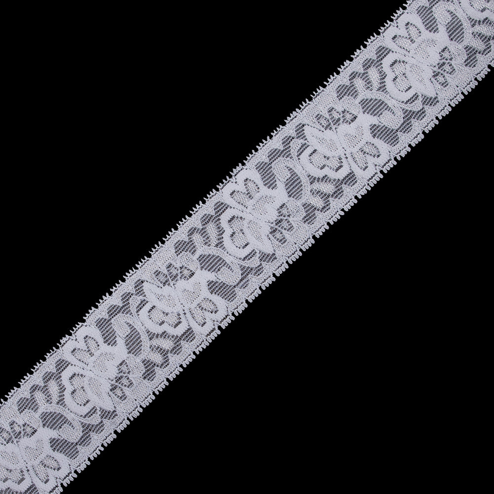 White Stretch Lace Trim - 2.625"