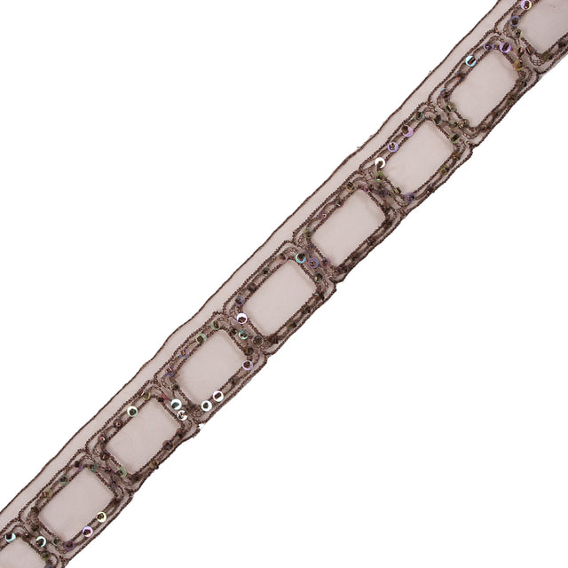 Brown Oragnza Beaded Trim - 1.25"