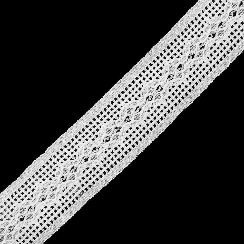 White Stretch Lace Trim - 1.5" Detail