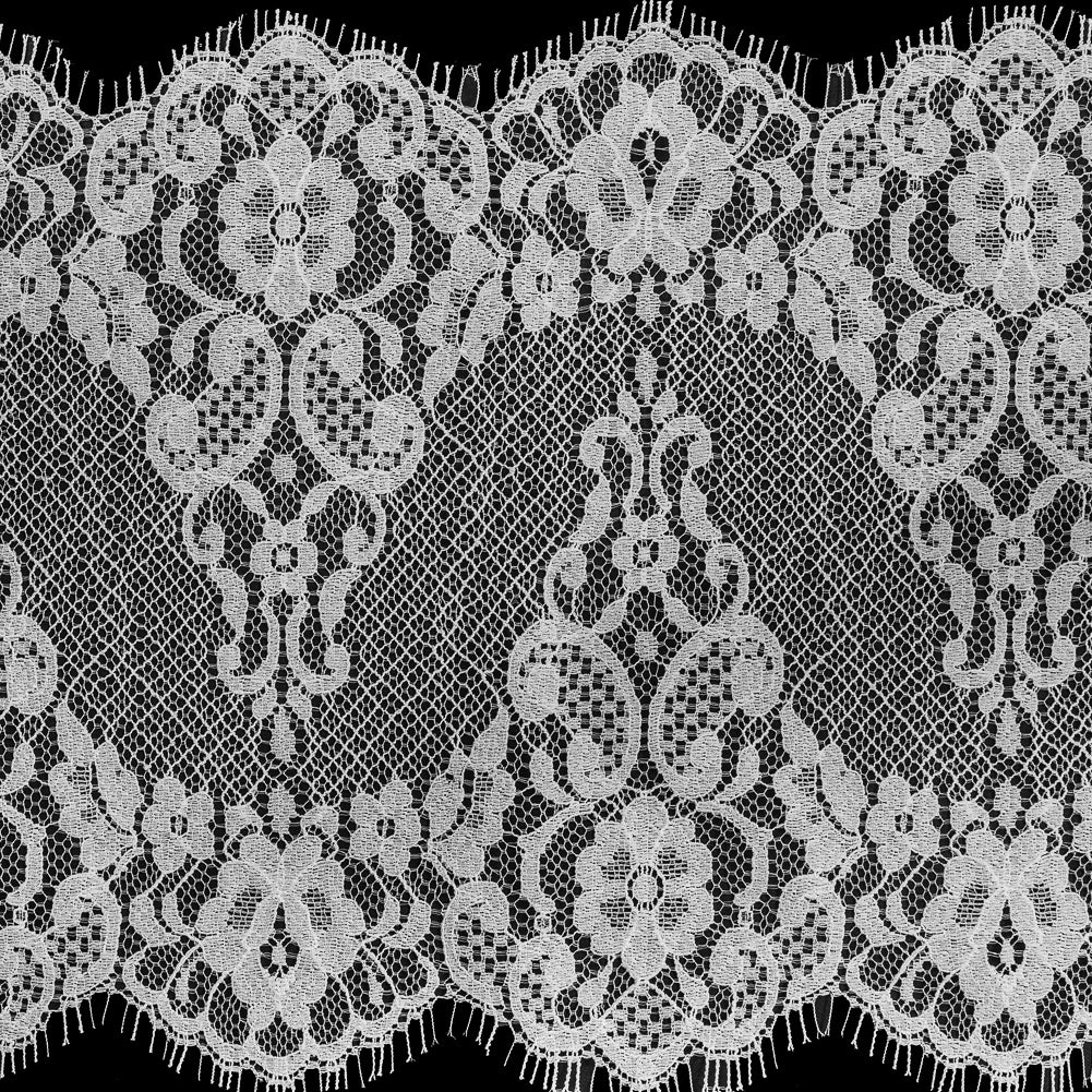 White Double Border Lace Trim - 8.5" Detail