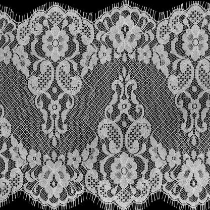 White Double Border Lace Trim - 8.5" Detail