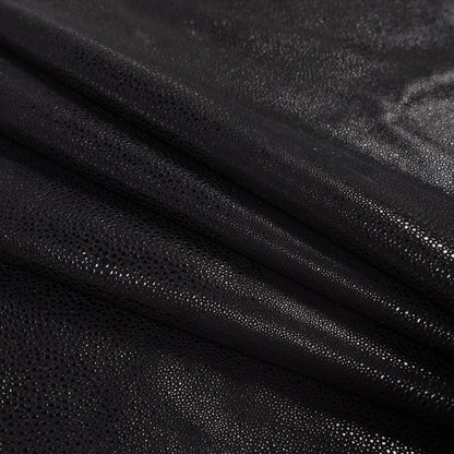 Black Stingray Pebbled Cow Leather Folded