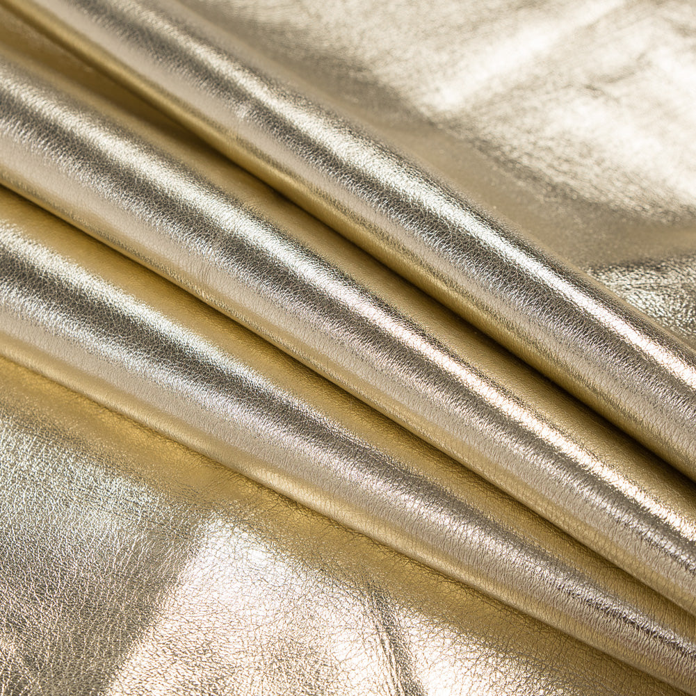 Medium Metallic Gold Foil Lamb Leather Folded