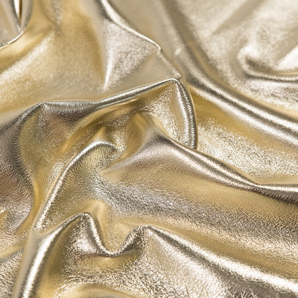 Medium Metallic Gold Foil Lamb Leather Detail