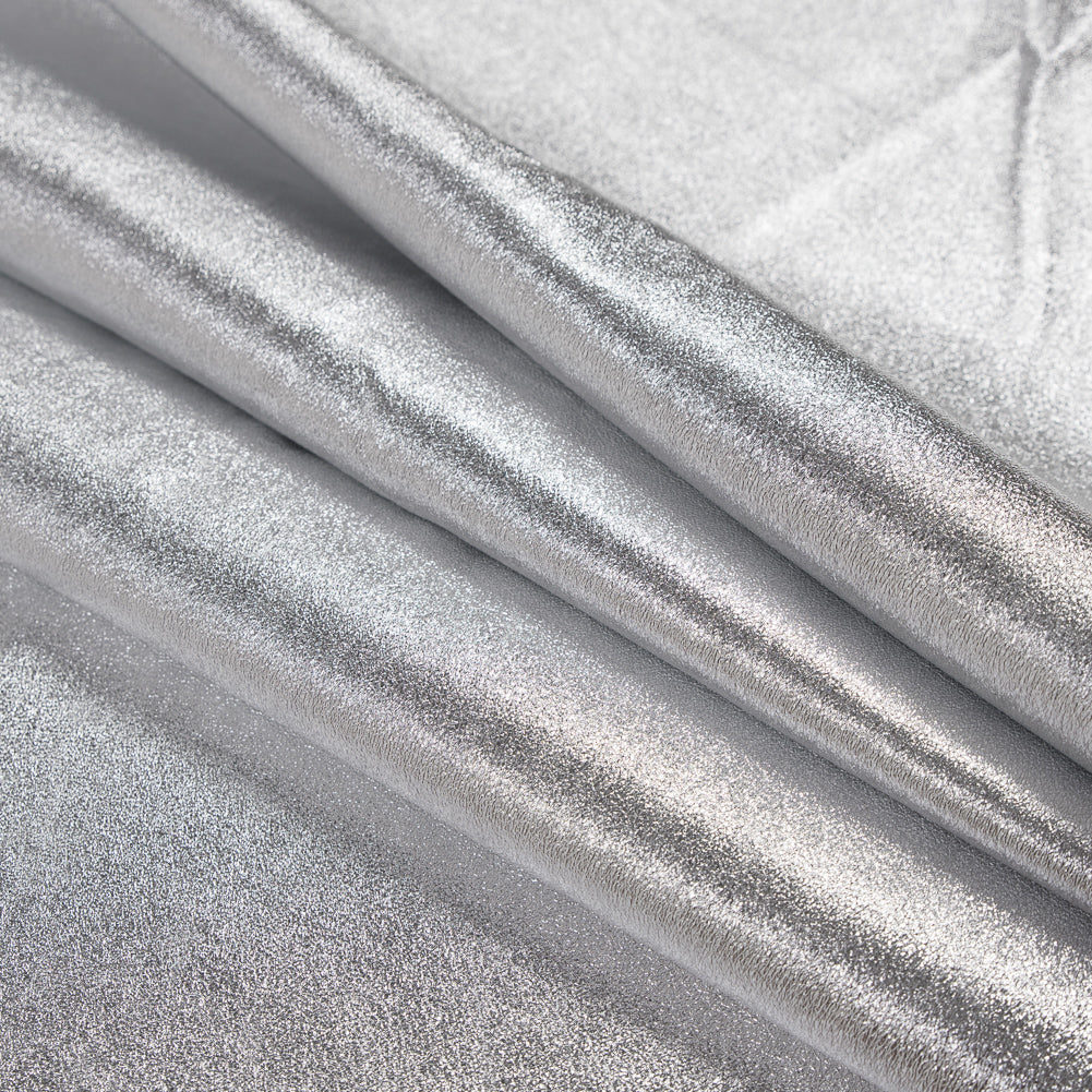 Medium Metallic Silver Foil Lamb Leather Folded