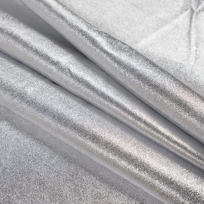 Medium Metallic Silver Foil Lamb Leather Folded