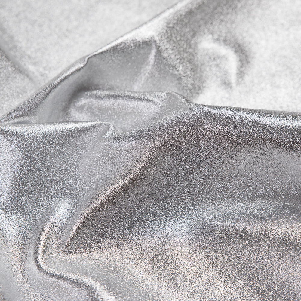 Medium Metallic Silver Foil Lamb Leather Detail