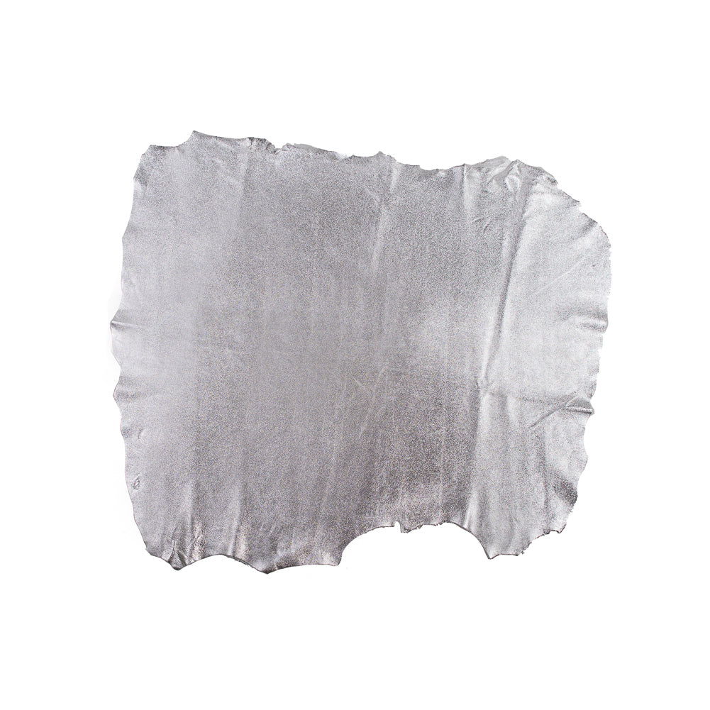 Medium Metallic Silver Foil Lamb Leather