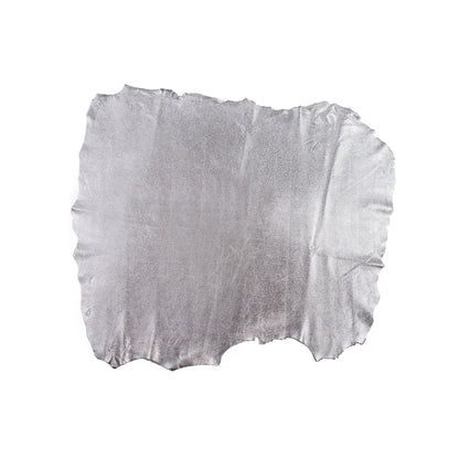 Medium Metallic Silver Foil Lamb Leather