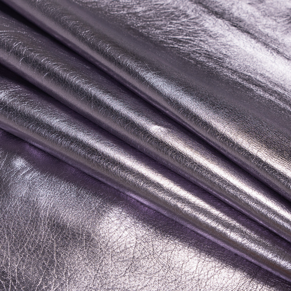 Large Metallic Lilac Foil Lamb Leather Folded