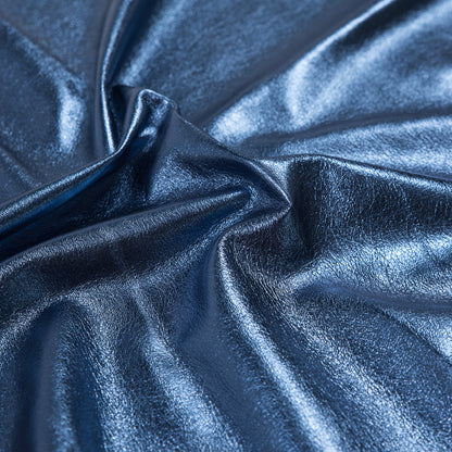 Medium Metallic Blue Foil Lamb Leather Detail