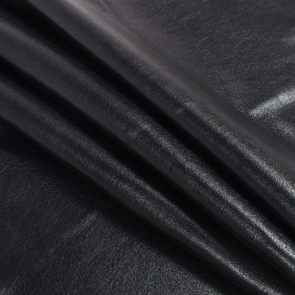 Medium Metallic Black Foil Lamb Leather Folded