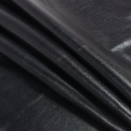 Medium Metallic Black Foil Lamb Leather Folded