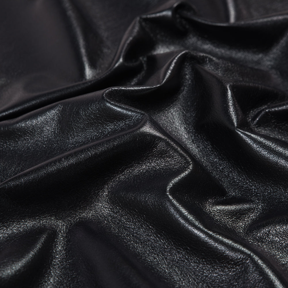 Medium Metallic Black Foil Lamb Leather Detail