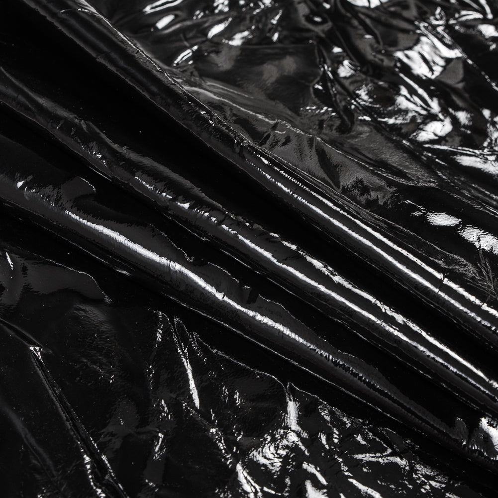 Medium Black Patent Lamb Leather Folded