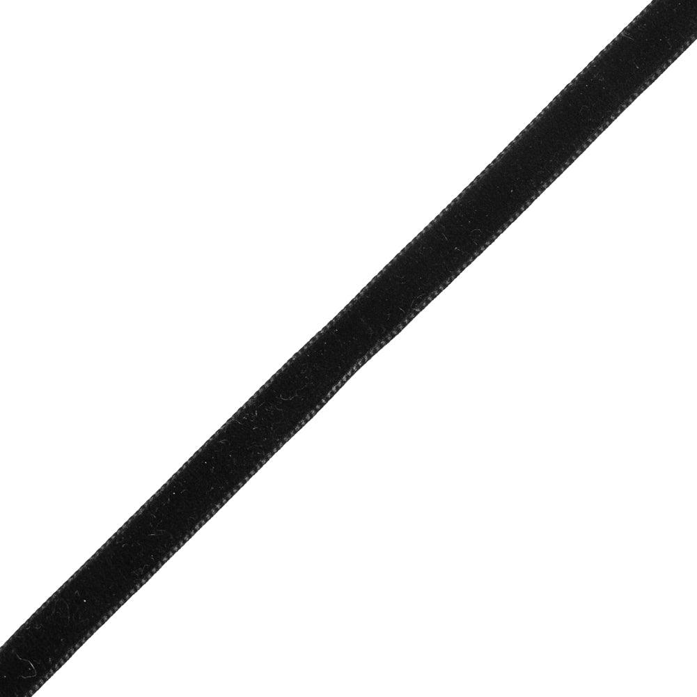 Swiss Black Single-Faced Velvet Ribbon - 0.375" Detail