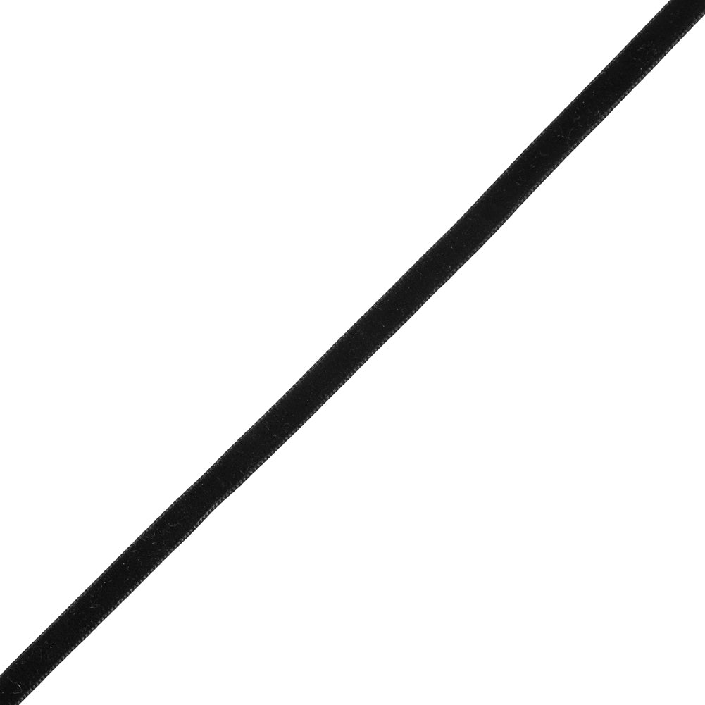 Swiss Black Single-Faced Velvet Ribbon - 0.375"