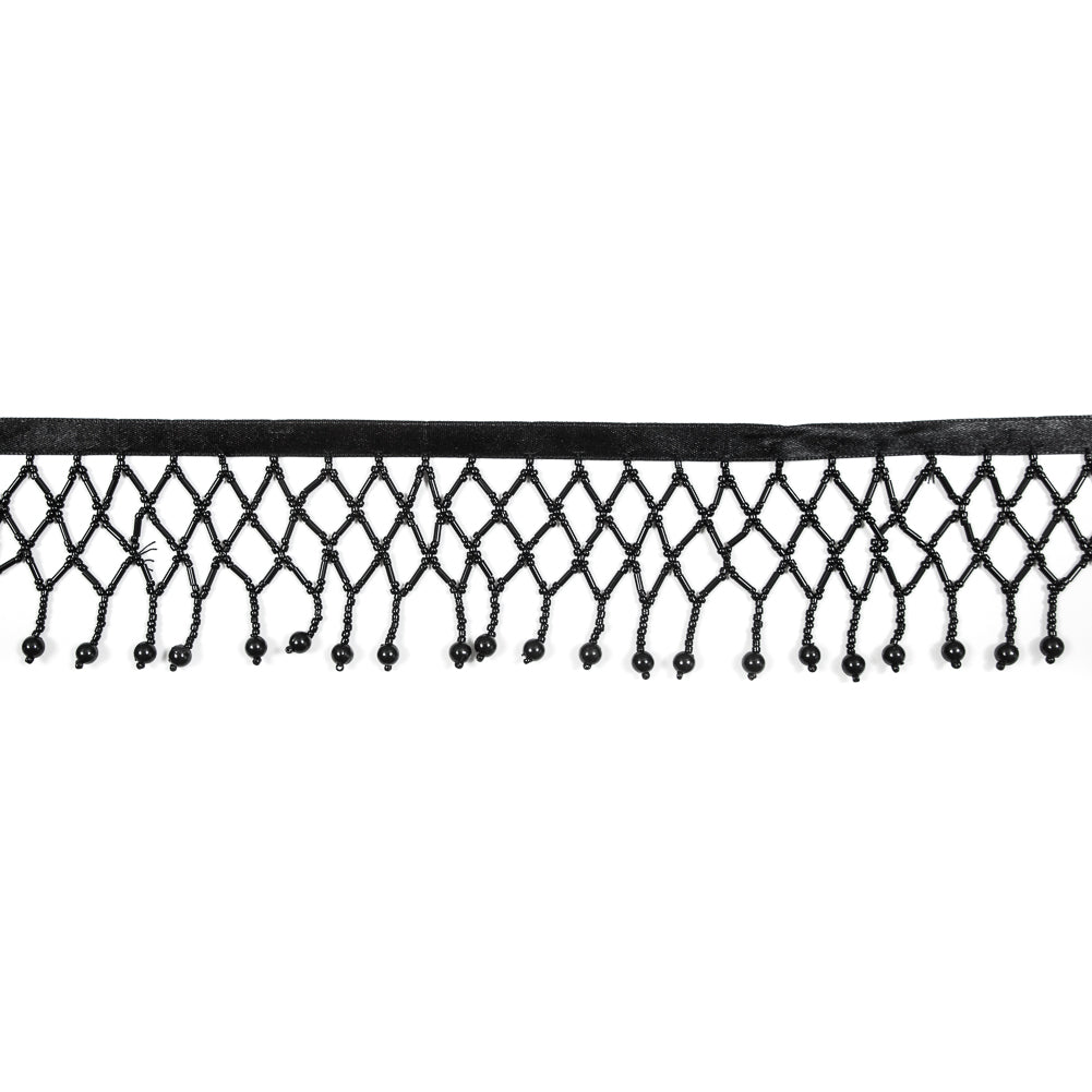 Black Beaded Fringe Trim - 2.5"