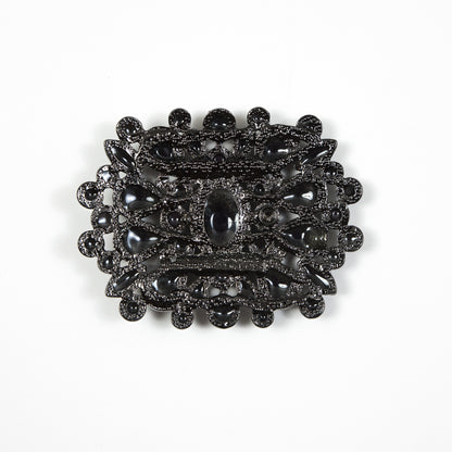 Gunmetal and Blue Fancy Metal Applique - 3" x 4" Detail